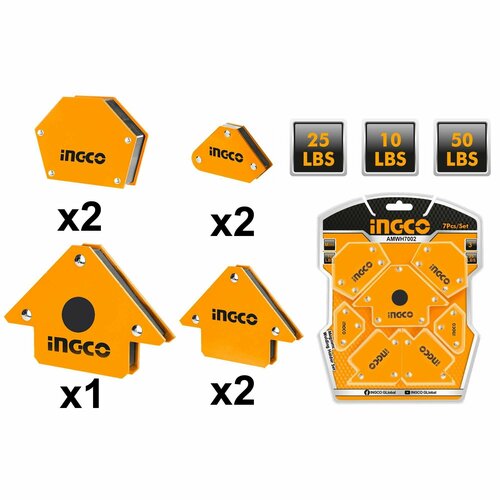 Набор угольников магнитных для сварки 7шт INGCO AMWH7002 2070₽