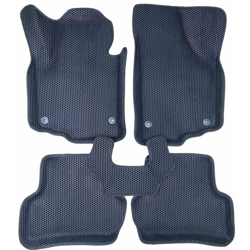 Автомобильные коврики ЕВА / EVA для Skoda Yeti 2009-2018 / Шкода Йети / 3D+ 3д+ / с бортами / черный(сота)-черный