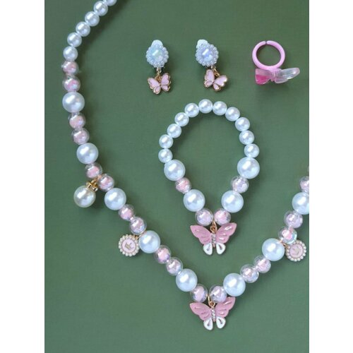 Комплект украшений , розовый, белый, золотой