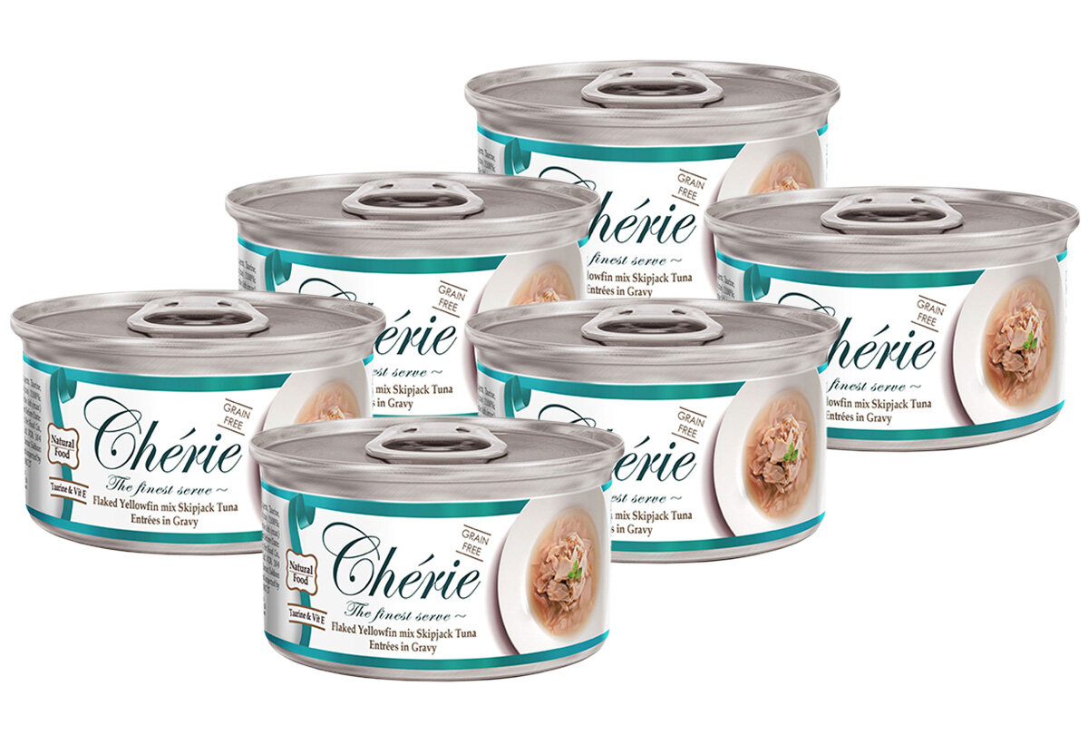 PETTRIC CHERIE GRAIN FREE TUNA беззерновые для взрослых кошек с тунцом в подливе банка 80 гр 80 гр х 6 шт