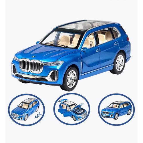 Коллекционная машинка игрушка металлическая BMW X7 для мальчиков масштабная модель 1:24 синяя