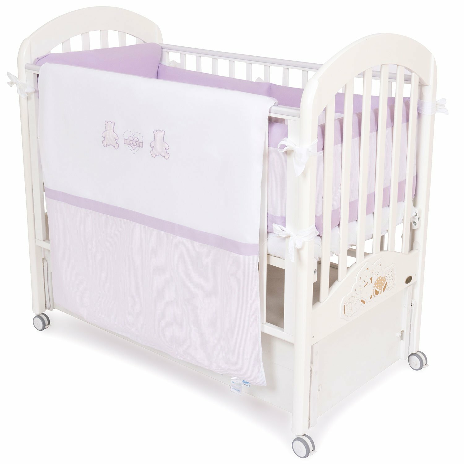 Комплект в кроватку детский Feretti Orsetti лонг, 6 пр. (violet/white) — фото 1