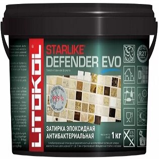 Затирочная Смесь Эпоксидная 2-х комп. Litokol Starlike Defender Evo 1кг S.232 Cuoio Антибактериальная от 1 до 15 мм / Литокол Старлайк Дифендер.