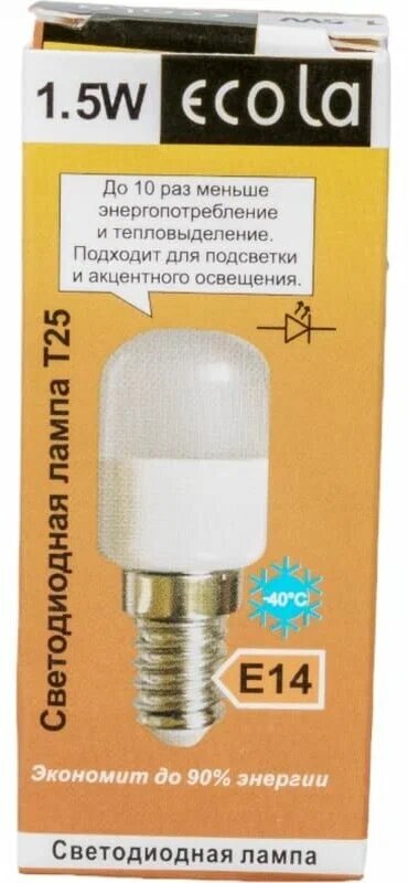 Ecola T25 1.5W (2W) E14 4000K 4K 55x22 270° (для холодил, шв. машин) B4TV15ELC — фото 1