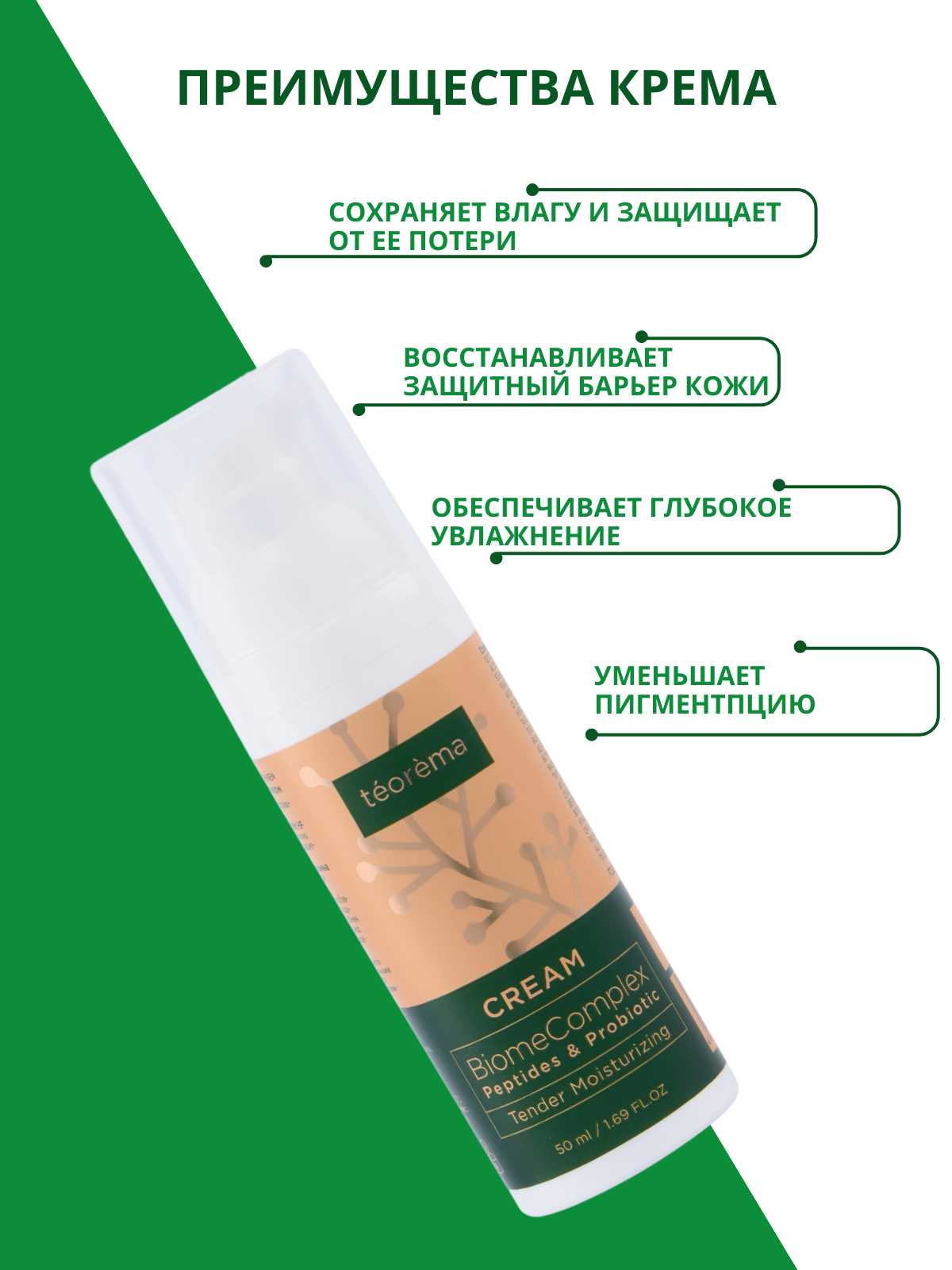 Крем Teorema "Увлажнение", для лица, анти-акне, для нормальной и жирной кожи — фото 1