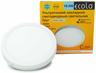 Накладной светильник Ecola LED downlight Круглый даунлайт с драйвером 18W 220V 6500K 220x32 DRSD18ELC 16223616