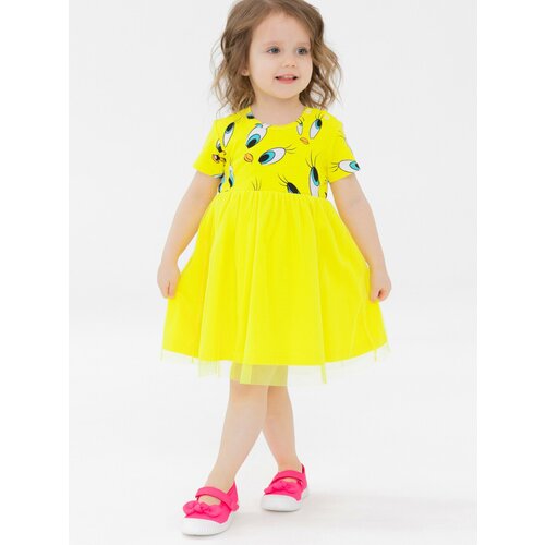 Платье playToday, размер 92, желтый платье playtoday размер 92 фиолетовый