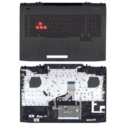 Клавиатура для ноутбука HP Omen 17-AN топкейс красный шрифт 10990₽