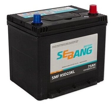 Аккумулятор SEBANG SMF 75 А/ч обратная R+ EN 650A, 232x175x225 SMF 95D23KL