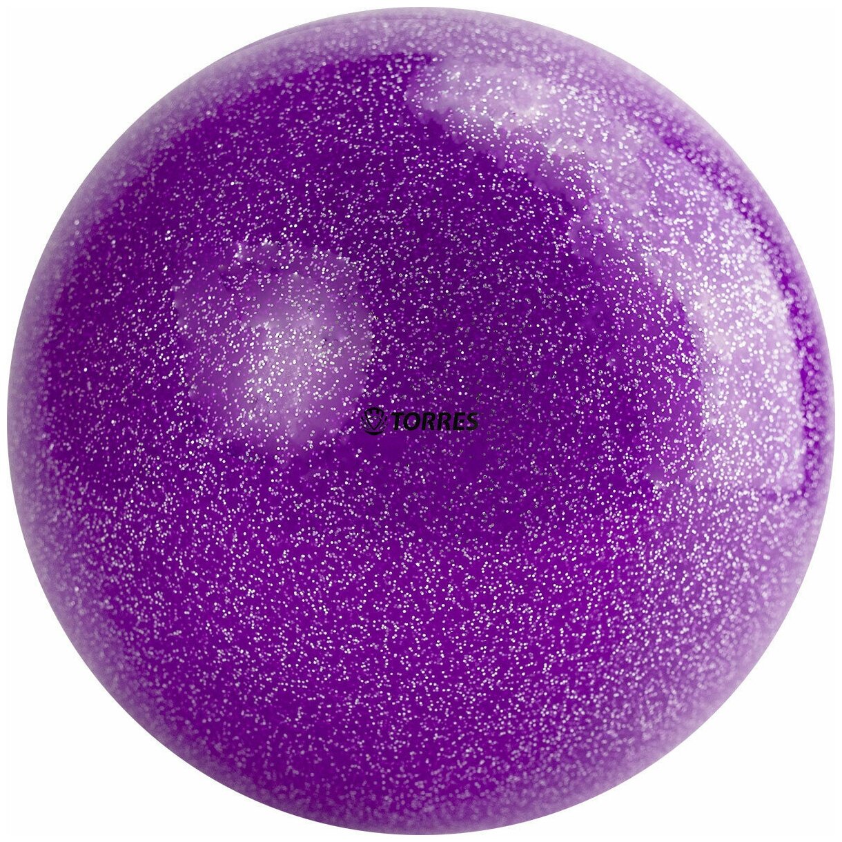 Мяч для художественной гимнастики однотонный TORRES AGP-15-03 диаметр 15 см фиолетовый с блестками