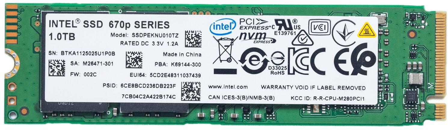 Твердотельный накопитель Intel 670p Series 1 ТБ M.2 SSDPEKNU010TZX1