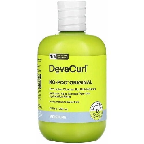 DevaCurl, No-Poo Original, очищающее средство без пены для насыщенного увлажнения, для сухих, средних и жестких локонов, 355 мл