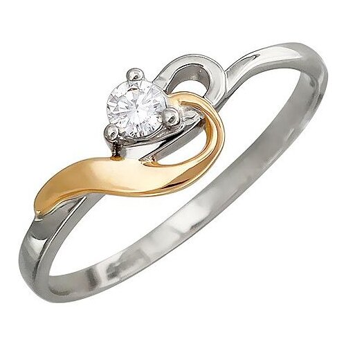 фото Эстет кольцо с бриллиантом из комбинированного золота 01к663088, размер 18