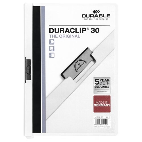 DURABLE Папка-скоросшиватель Duraclip А4, 30 листов, белый