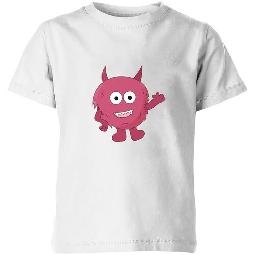 детская футболка забавный монстрик 116 темно розовый Футболка Us Basic, размер 8, белый