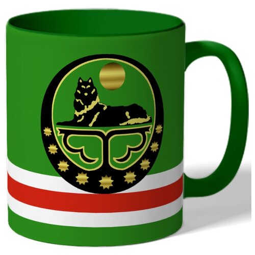 фото Кружка с цветной ручкой и ободком флаг чечни drabs