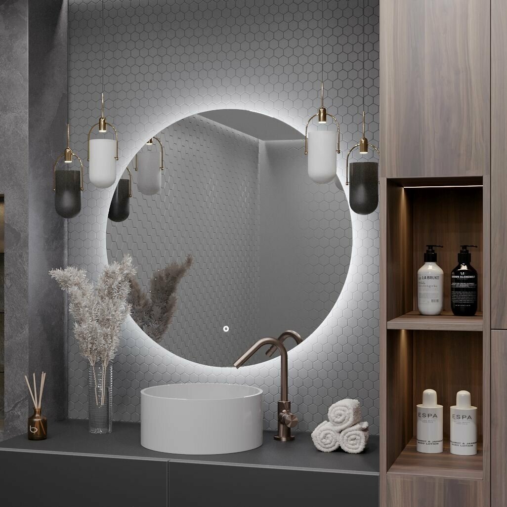 Зеркало круглое Муза D140 для ванной с холодной LED-подсветкой - фотография № 1
