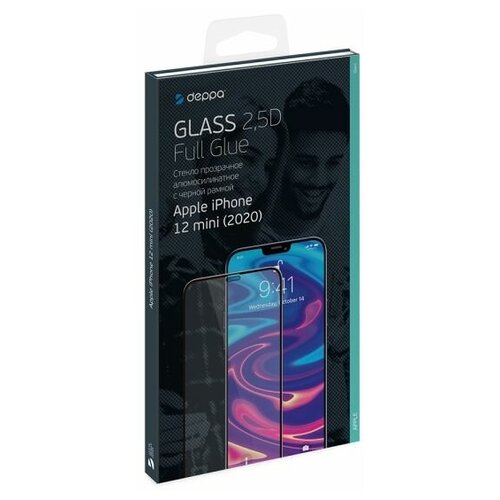 Защитное стекло Deppa для iPhone 12 mini Full Glue Black (арт.62700)