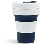Многоразовый складной стакан STOJO с крышкой для кофе с собой из пищевого силикона / Стакан для кофе / Кружка для кофе 355 мл, цвет Indigo - изображение