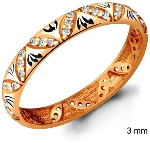 Кольцо обручальное AQUAMARINE Кольцо из золота 62225А, комбинированное золото, 585 проба, фианит, размер 17, бесцветный