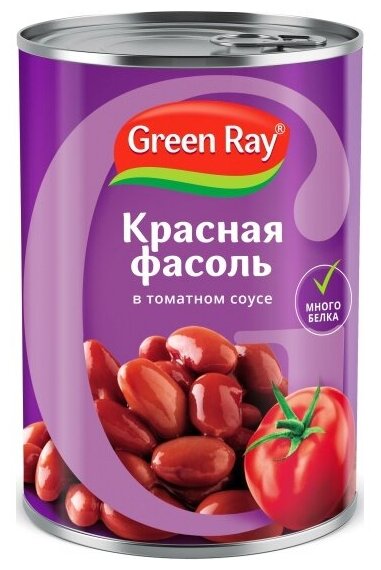 Фасоль Green Ray красная в томатном соусе 425 мл