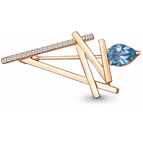 Брошь Diamant online, серебро, 925 проба, золочение, фианит, топаз