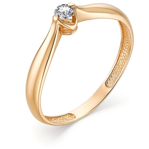 фото Алькор кольцо с 1 бриллиантом из красного золота 13178-100, размер 16.5