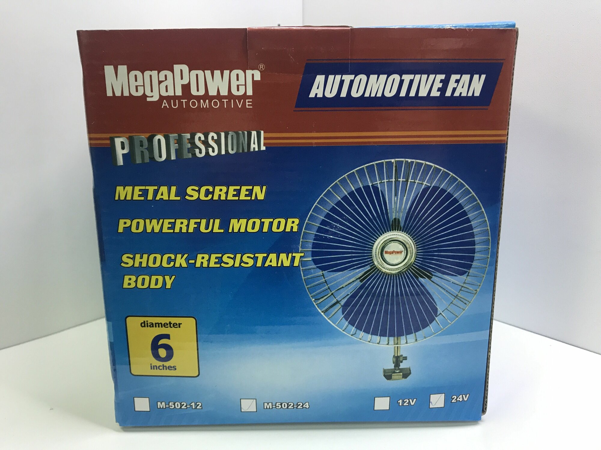 Вентилятор M-502 16см (6") с решеткой металл 12V MEGAPOWER /1/12