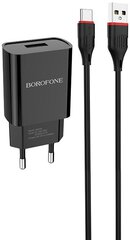 Сетевое зарядное устройство 1USB 2.1A в комплекте с дата-кабелем Type-C Borofone BA20A 1м Black