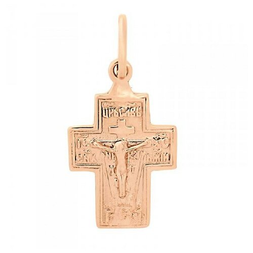 Крестик Золотник, красное золото, 585 проба, золотистый, красный
