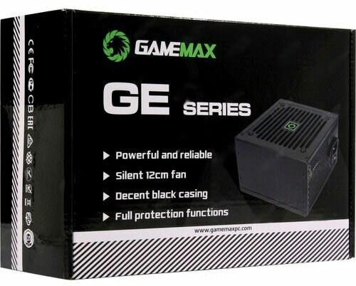 Блок питания GameMax GE ECO GAMER GE-500 500 Вт (черный 500W ATX V23 24+4+4 pin 1x6/8 pin fan 120mm PFC 80+)