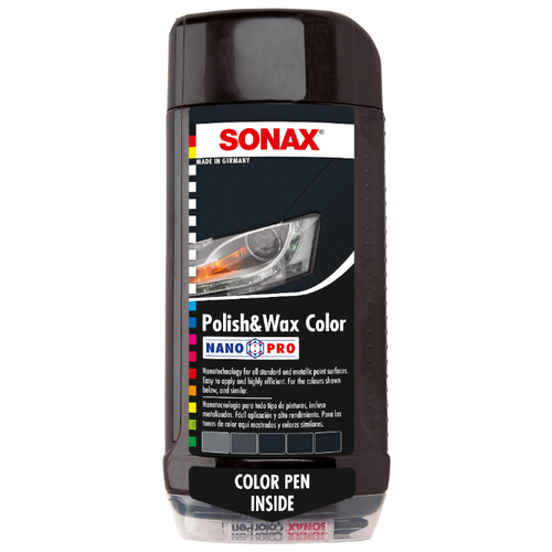 фото Воск для автомобиля SONAX цветной полироль с воском + карандаш Nano Pro (черный) 0.5 л