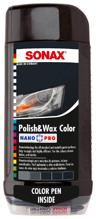 Воск для автомобиля SONAX цветной полироль с воском + карандаш Nano Pro (черный)