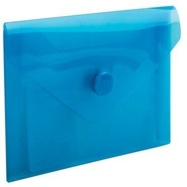 Папка-конверт с кнопкой малого формата (74х105 мм), А7 (для дисконтных, банковских карт, визиток) прозр, синяя, 0,18 мм, BRAUBERG, 227323