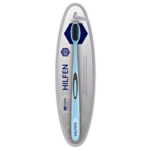 Купить Щетка Hilfen (Хилфен) зубная средней жесткости с черной щетиной голубая, Guangzhou Pharmasen CO., Ltd., голубой/черный