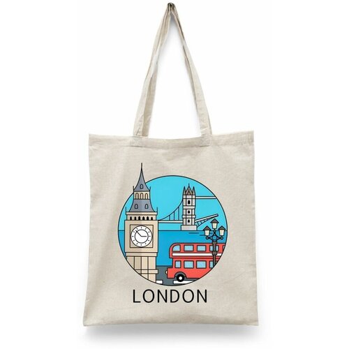 фото Сумка шоппер каждому своё повседневная, текстиль, бежевый