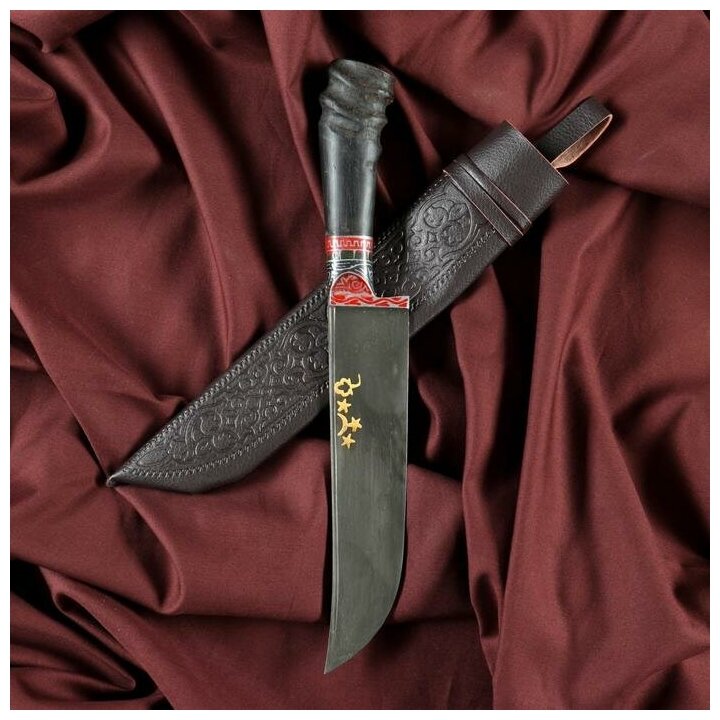 Нож кухонный Шафран Пчак Шархон -Большой, сайгак, олово. ШХ-15 17-19 см (Уз205-С)