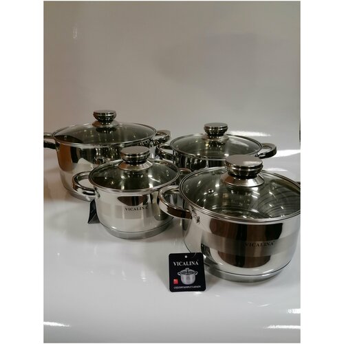 Набор посуды для приготовления пищи, vicalina, 8 предметов, 4 кастрюли