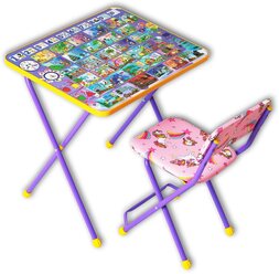 Детский комплект стол и стул АЛФАВИТ-1 розовый