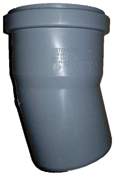 Отвод канализационный серый 75 мм 15 гр, Ostendorf (2 шт.)