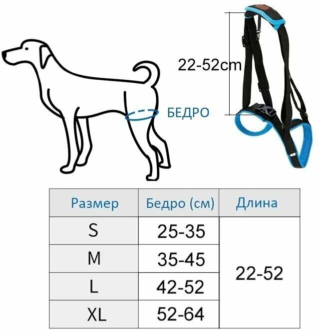 Ходунки для собак, поддержка задних лап пожилых и травмированных собак. Поддерживающая шлейка, размер S. - фотография № 4