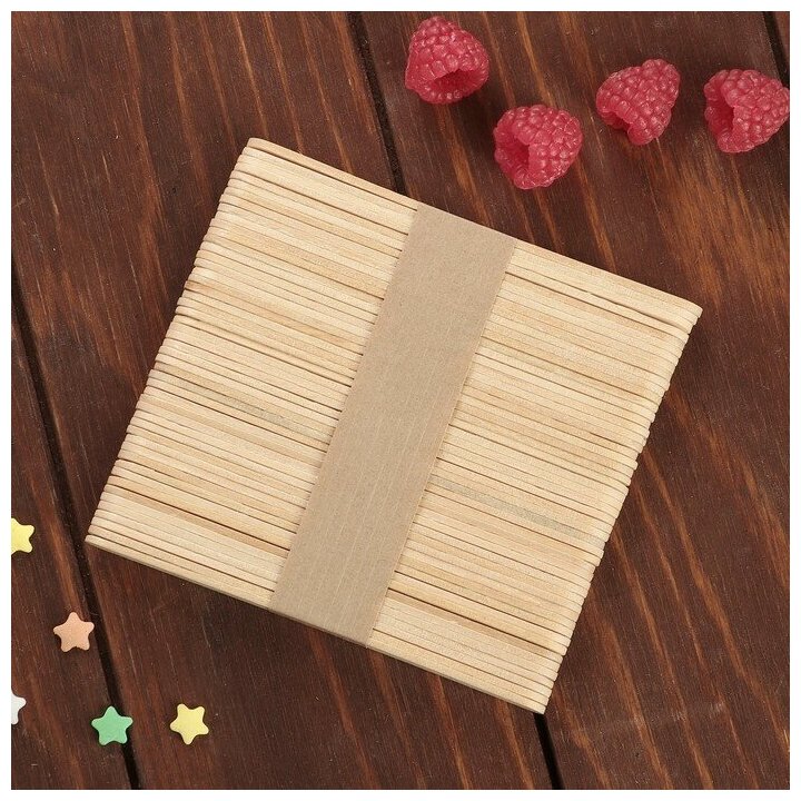 Набор деревянных палочек для мороженого, 11,5×1,1 см, 48-50 шт - фотография № 1