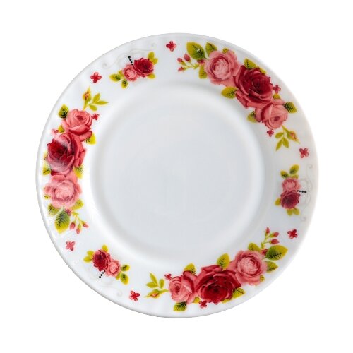 фото Доляна тарелка десертная поэзия роз 17,5 см белый/красный