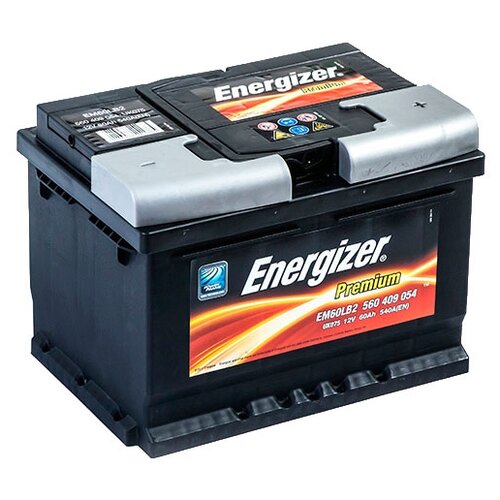 Аккумулятор автомобильный Energizer Premium 60 А/ч 540 A обр. пол. низк. EM60-LB2 Евро авто (242x175x175) 560409