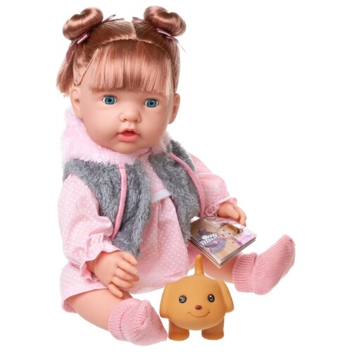 фото Пупс junfa toys baby ardana в платье и меховой жилетке, 40 см, wj-c0021