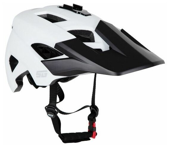 Шлем с фонарем и креплением под экшн камеру STG WT-085 M (54-58) см бело-черный Х112427