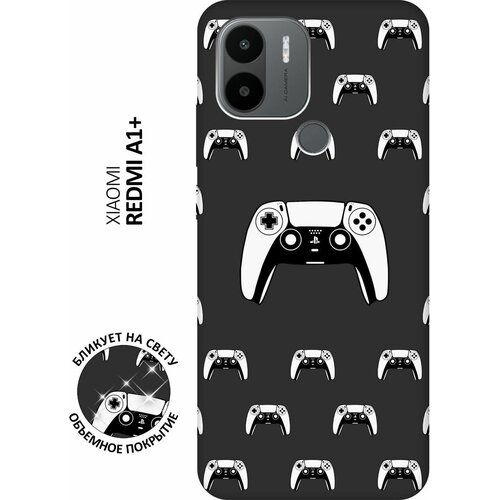 Матовый чехол Controller Pattern для Xiaomi Redmi A1+ / Сяоми Редми А1 Плюс с 3D эффектом черный матовый чехол controller pattern для xiaomi redmi a1 сяоми редми а1 плюс с 3d эффектом черный