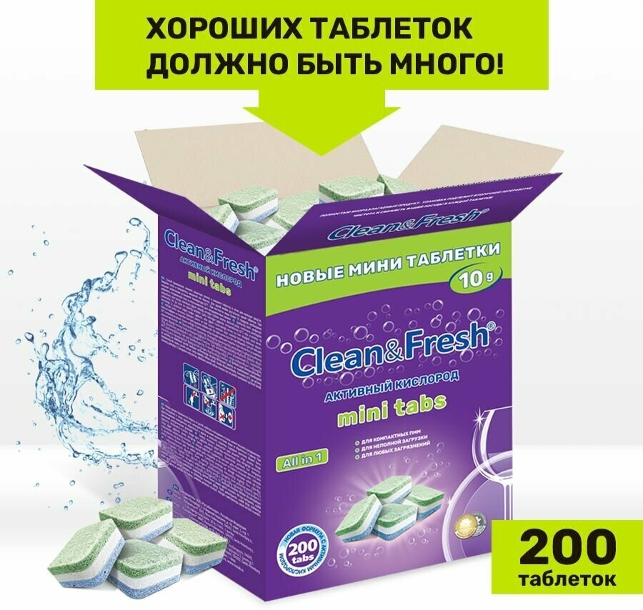 Таблетки для посудомоечной машины Clean & Fresh All in 1 mini