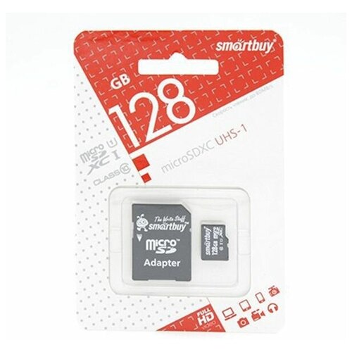 128GB MicroSD SmartBuy Class 10 UHS-I + SD адаптер (SB128GBSDCL10-01) батарейки smart buy sbba 3a10bx aaa 10 шт