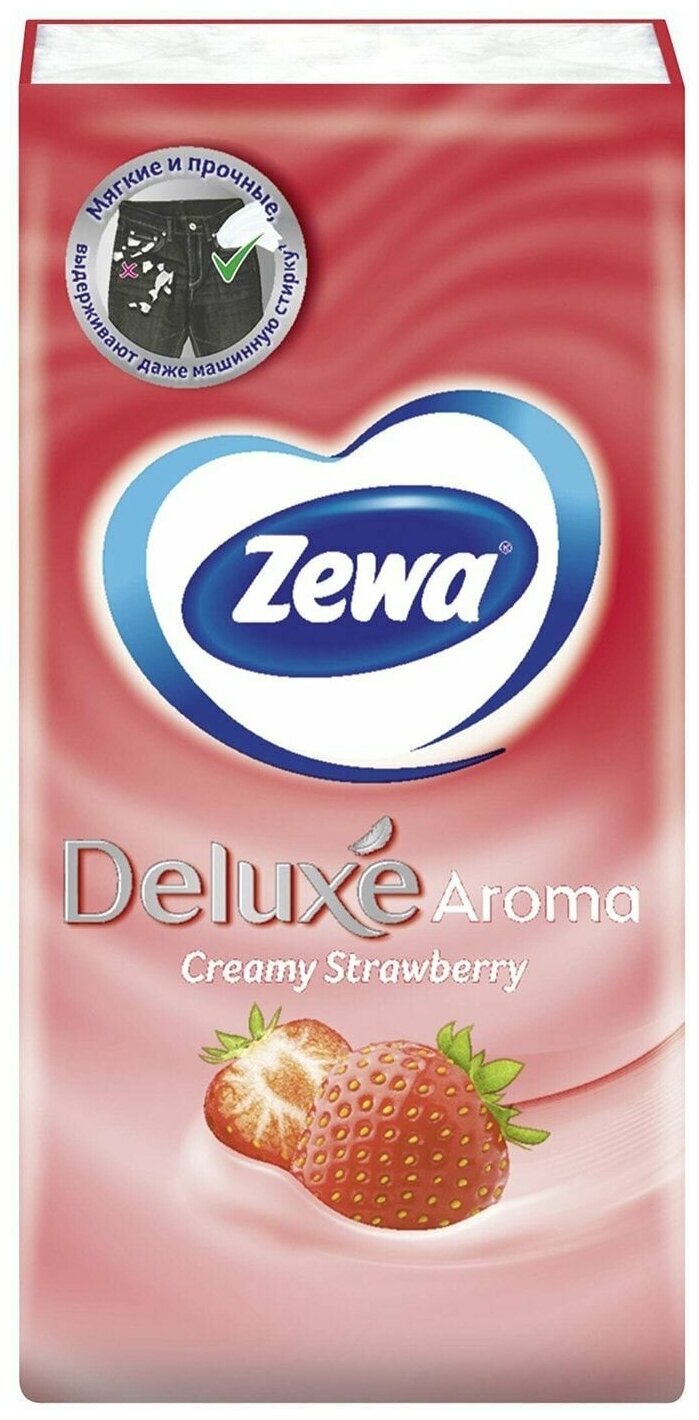 Носовые платки Zewa Deluxe Creamy Strawberry 10*10шт - фотография № 4
